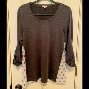 3/4 Sleeve Mixed Media Top - Sz M